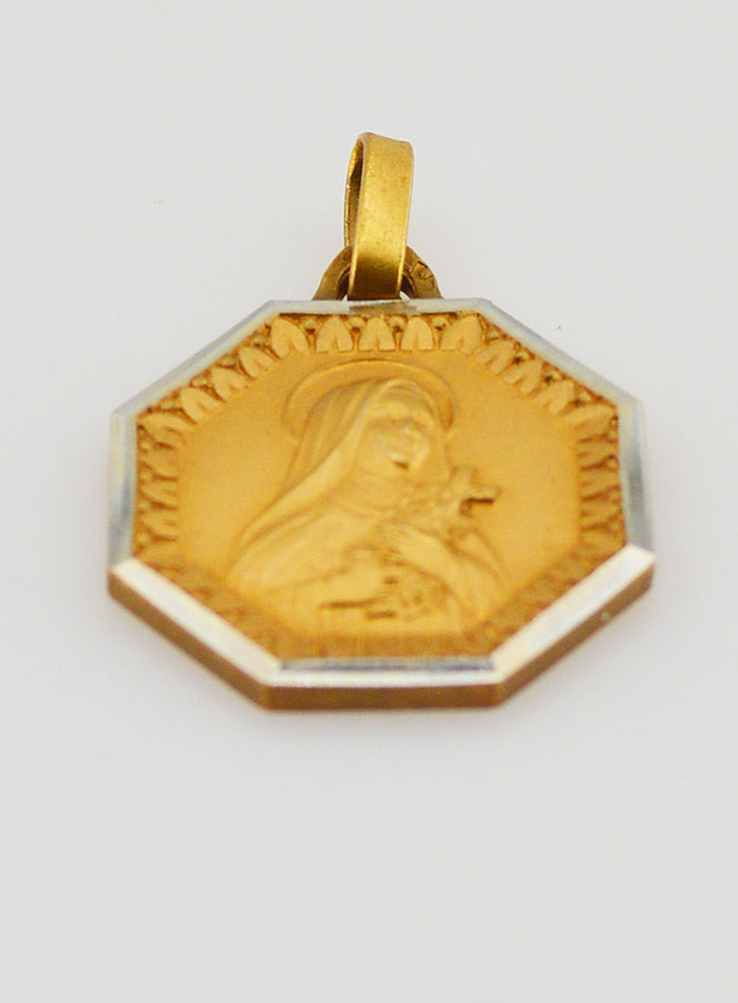 Médaille Sainte Thérèse en Plaqué Or (pic 2)