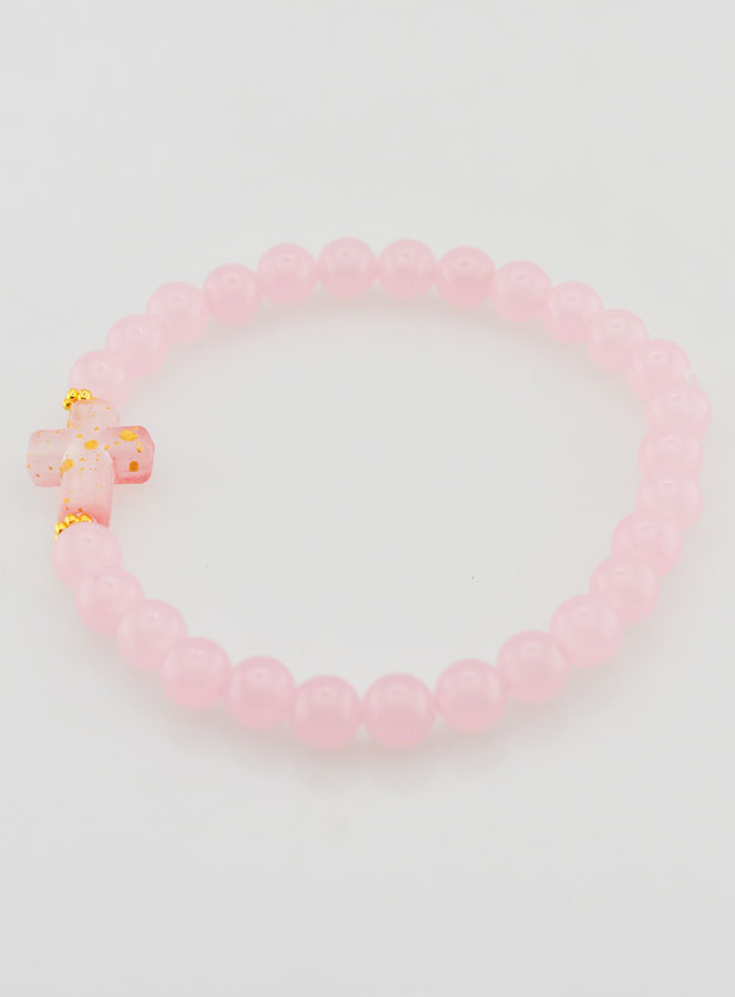 Bracelet Religieux Croix & Jade Rose (pic 2)