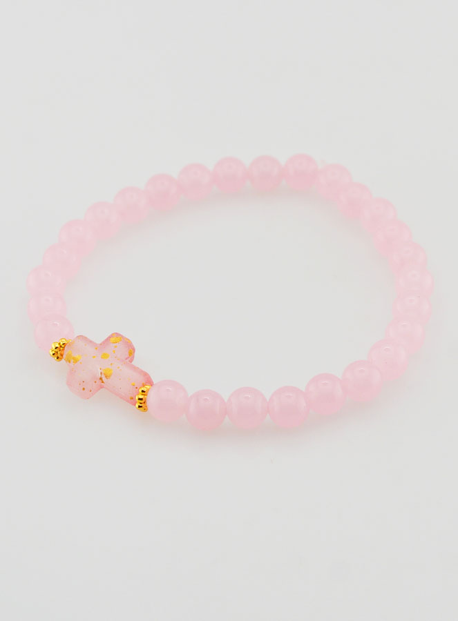 Bracelet Religieux Croix & Jade Rose (pic 3)