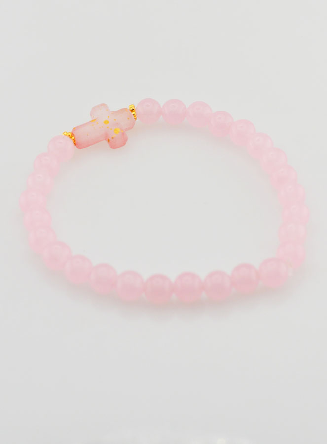 Bracelet Religieux Croix & Jade Rose (pic 4)