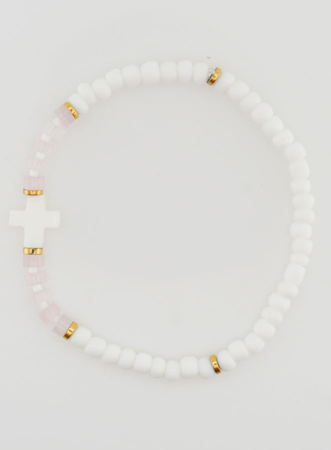 Bracelet Religieux Pierre & Nacre - Rose Pâle (pic 1)