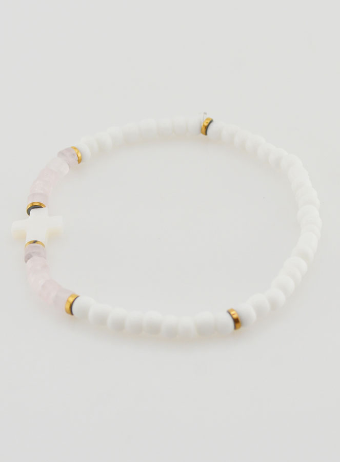 Bracelet Religieux Pierre & Nacre - Rose Pâle (pic 2)