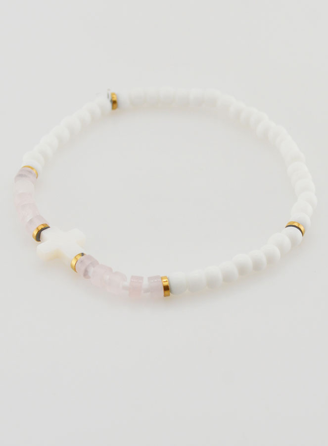 Bracelet Religieux Pierre & Nacre - Rose Pâle (pic 3)