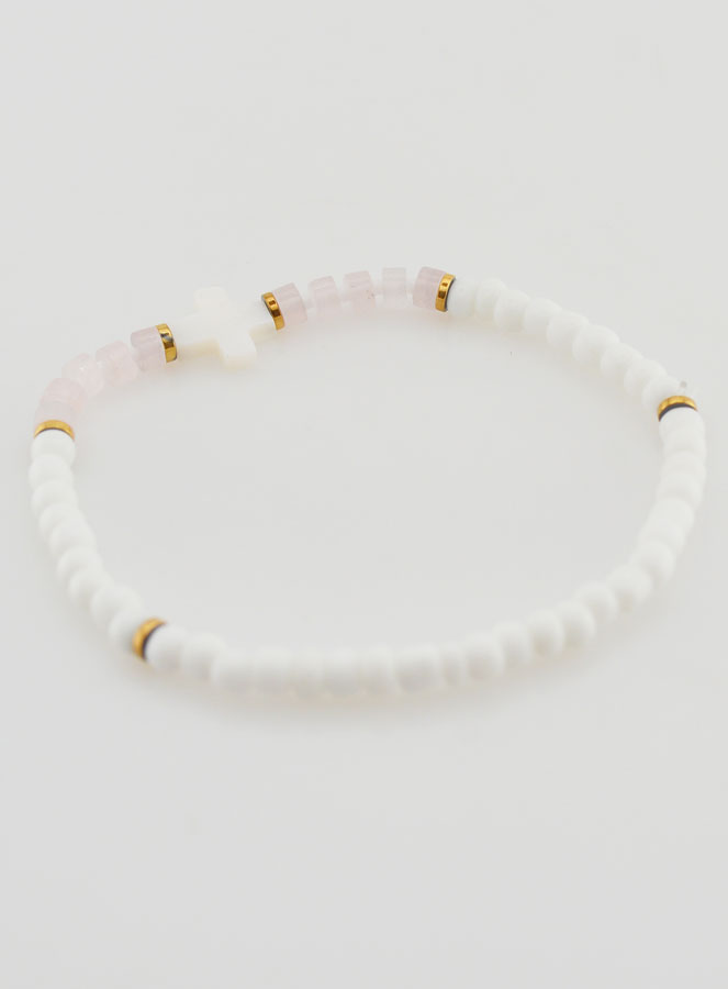 Bracelet Religieux Pierre & Nacre - Rose Pâle (pic 4)