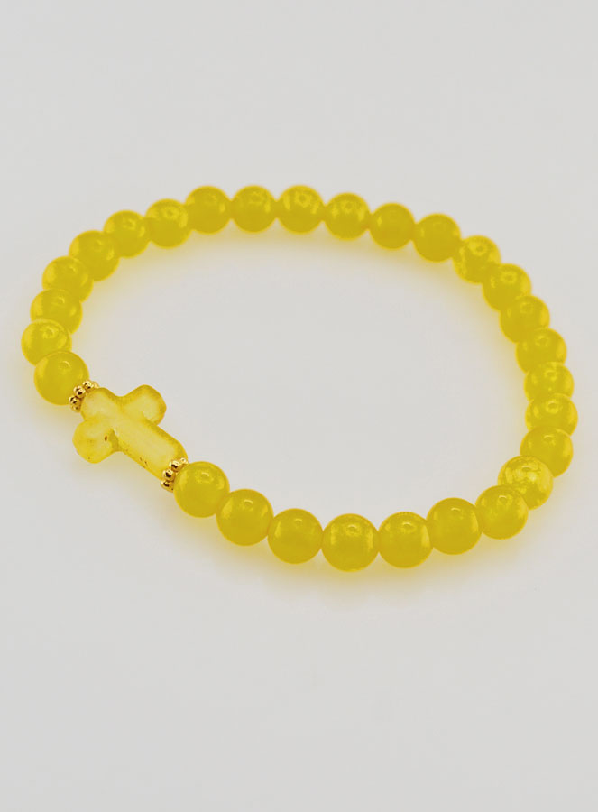 Bracelet Religieux Croix & Jade Jaune (pic 3)