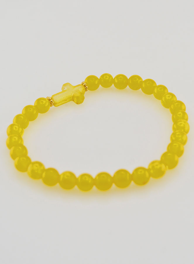 Bracelet Religieux Croix & Jade Jaune (pic 4)