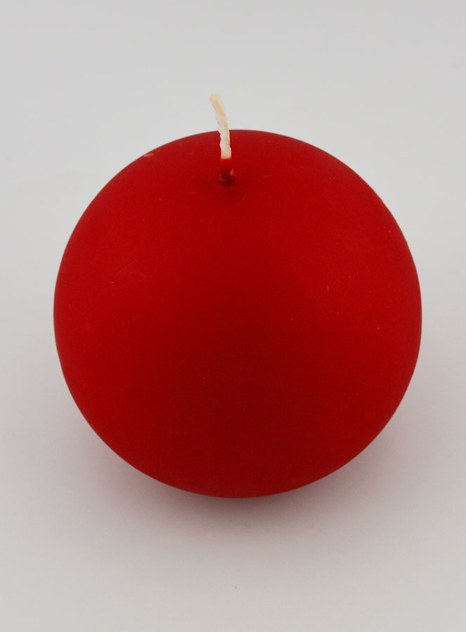 Bougie Boule de Noël 8cm - Rouge Velours (pic 2)