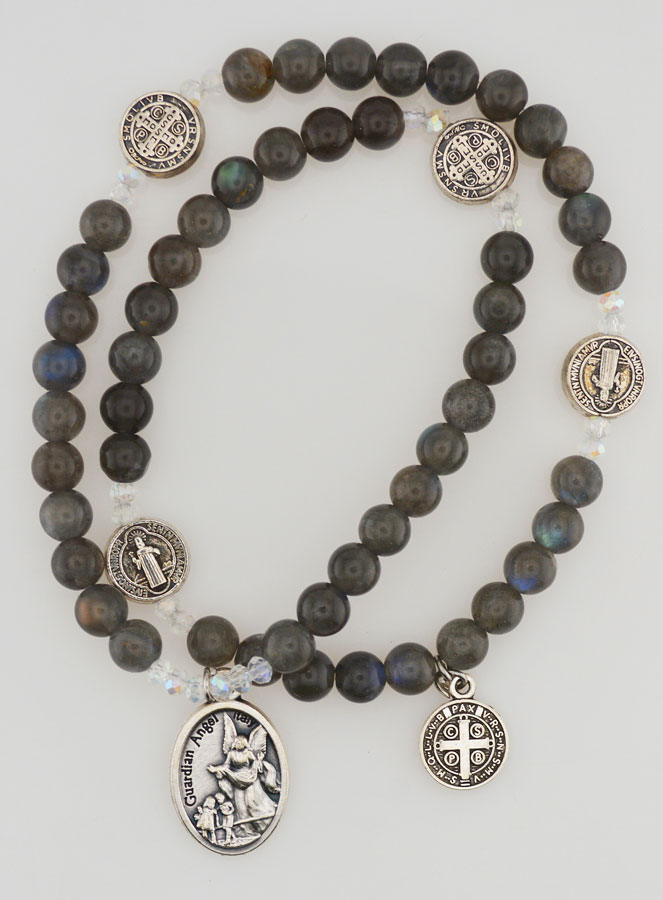 Chapelet Pierre Naturelle - Labradorite, St Benoît & St Michel (pic 1)