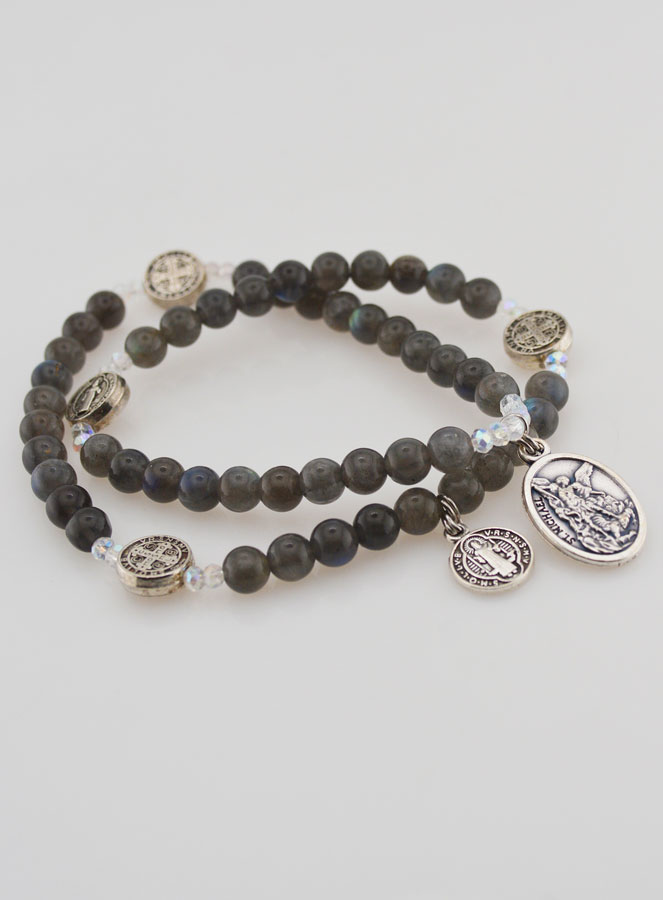 Chapelet Pierre Naturelle - Labradorite, St Benoît & St Michel (pic 4)