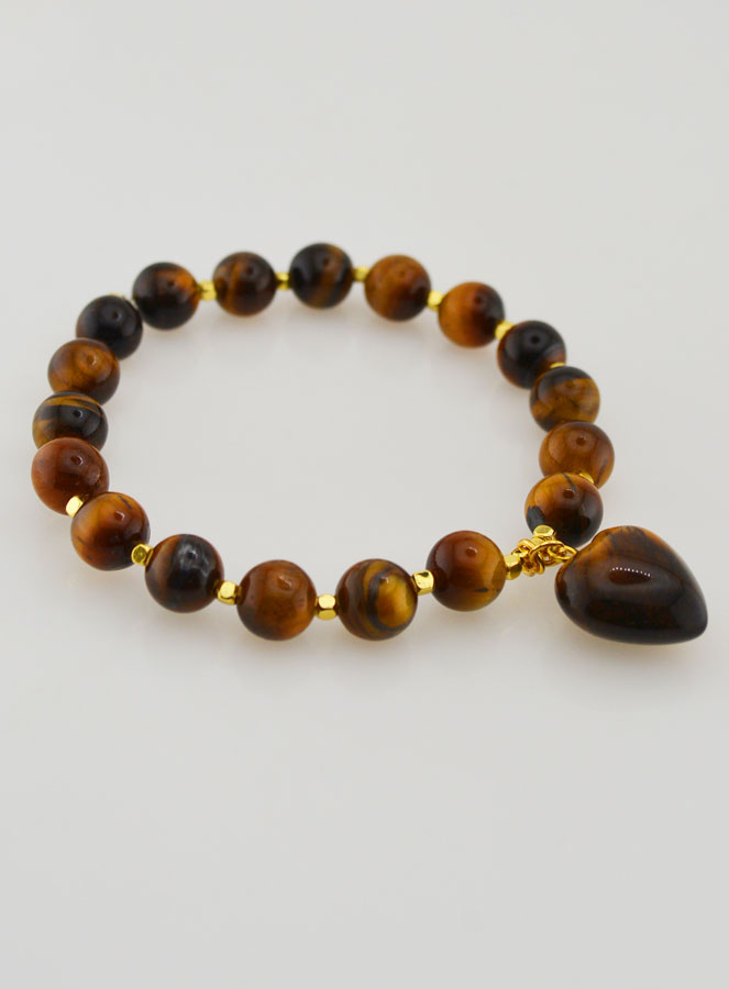Bracelet Pierre Naturelle Coeur - Oeil de Tigre (pic 3)