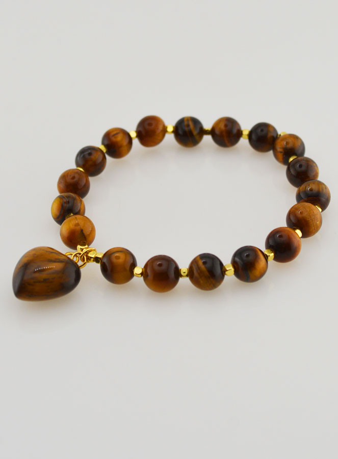 Bracelet Pierre Naturelle Coeur - Oeil de Tigre (pic 4)