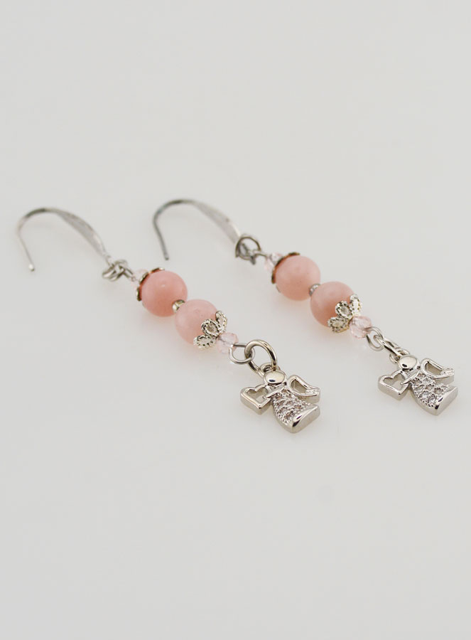Boucles d'Oreilles Ange Gardien en Opale - Argenté (pic 4)