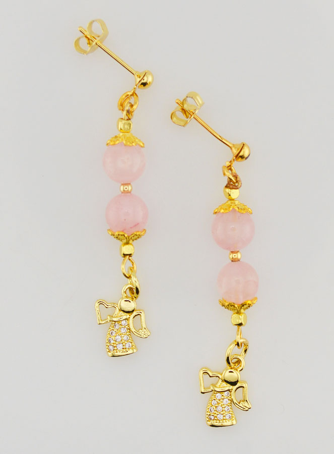 Boucles d'Oreilles Ange Gardien en Opale - Doré (pic 1)