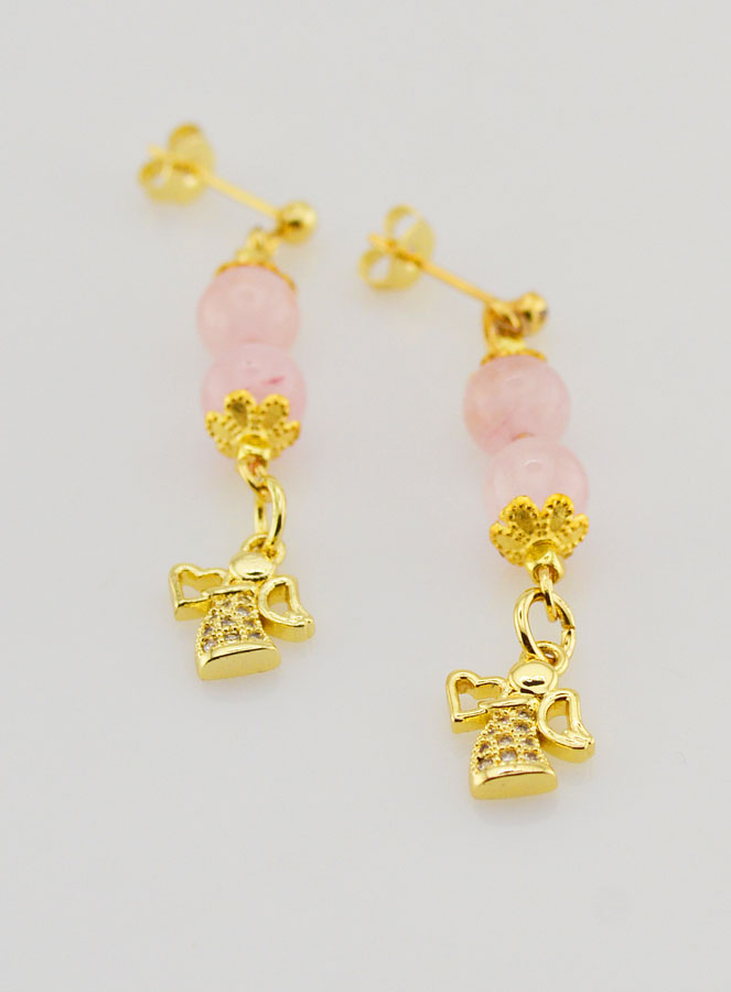 Boucles d'Oreilles Ange Gardien en Opale - Doré (pic 2)