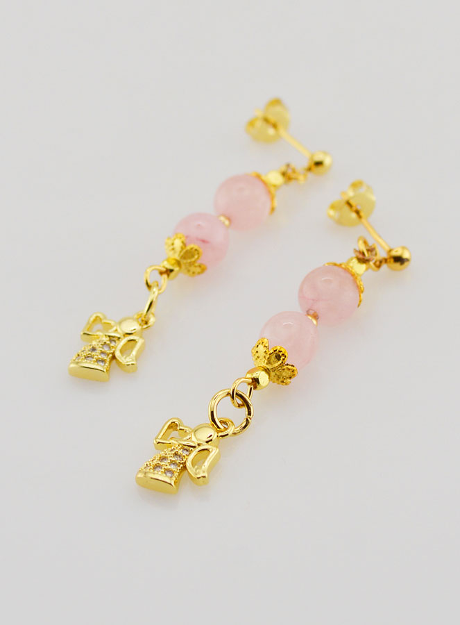 Boucles d'Oreilles Ange Gardien en Opale - Doré (pic 3)