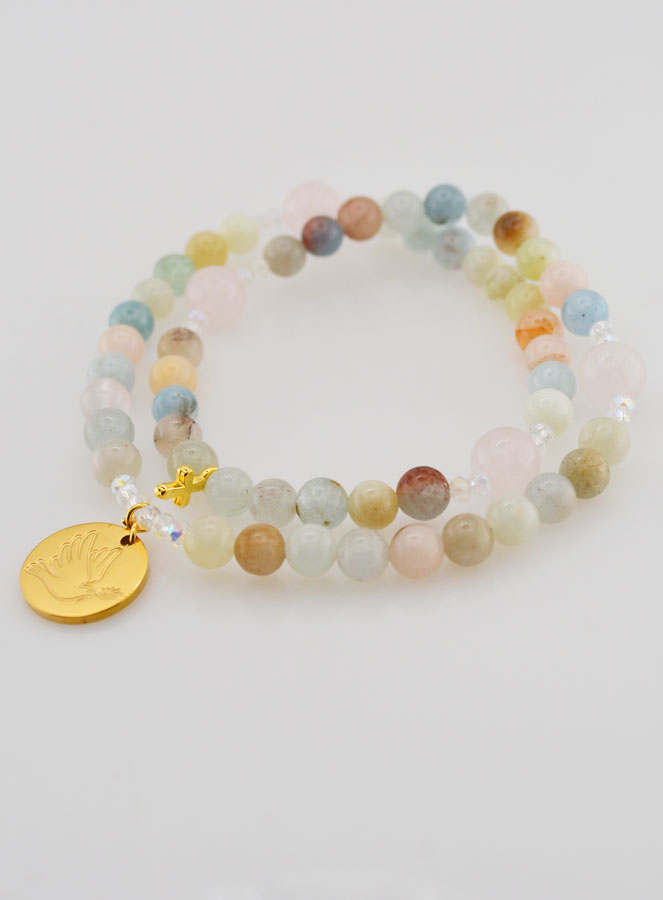 Chapelet Morganite & Quartz Rose - Colombe de Paix (pic 4)