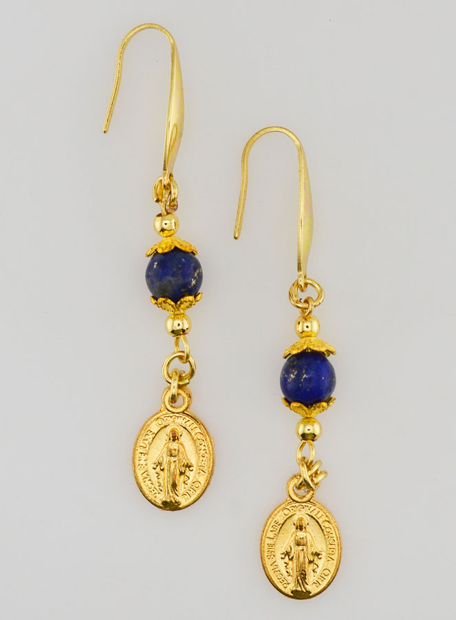 Médaille Miraculeuse - Boucles d'Oreilles Lapis Lazuli (pic 1)