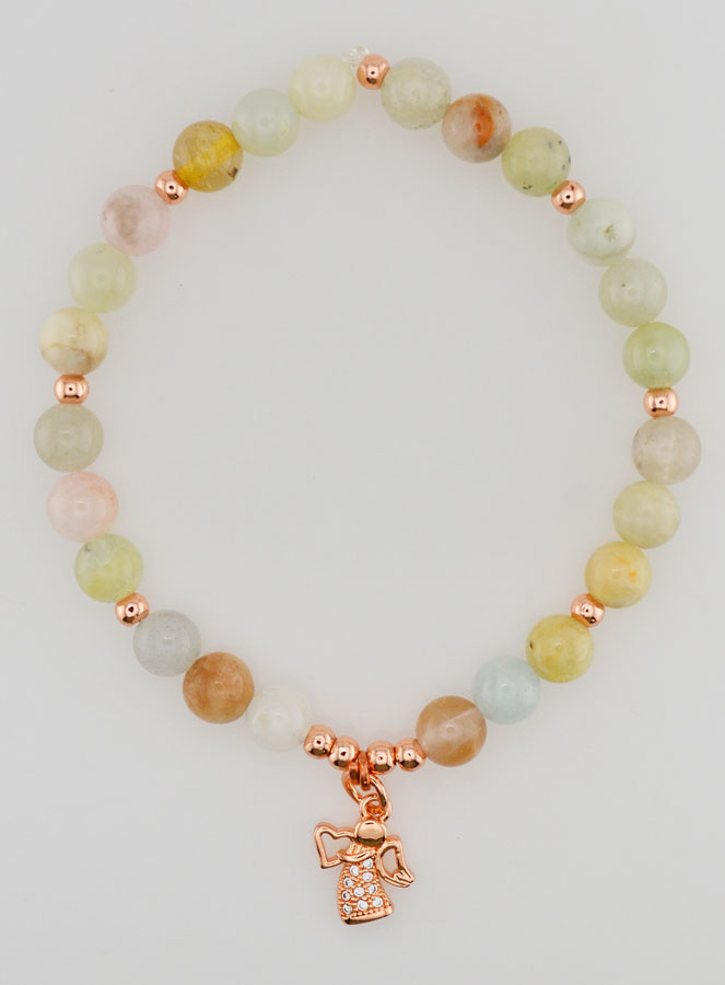 Bracelet Pierre Naturelle - Morganite & Ange Gardien (pic 1)