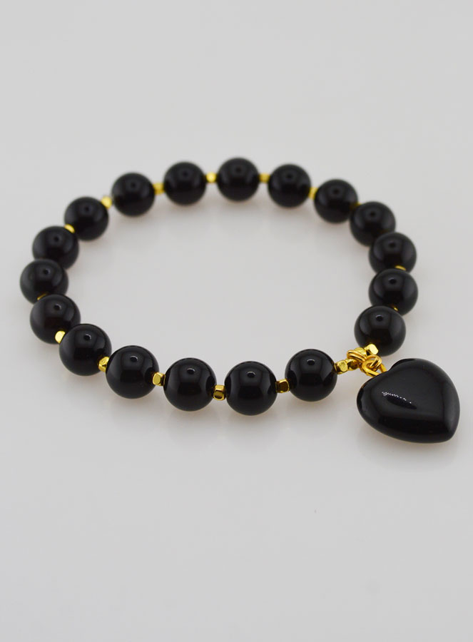 Bracelet Pierre Naturelle Coeur - Obsidienne (pic 4)