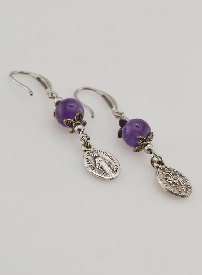 Médaille Miraculeuse - Boucles d'Oreilles Améthyste (pic 3)
