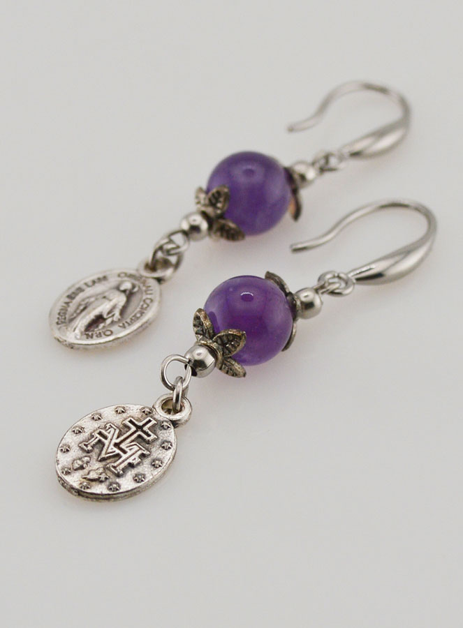 Médaille Miraculeuse - Boucles d'Oreilles Améthyste (pic 4)