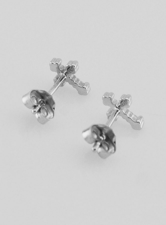 Boucles d'Oreilles Croix Argent (pic 4)