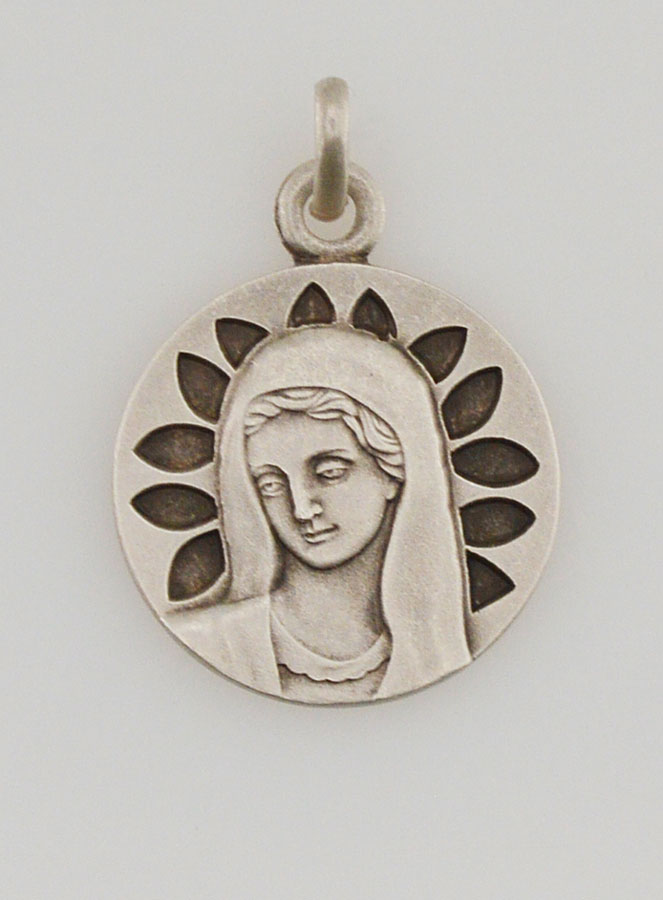 Médaille Vierge aux Pétales en Argent - 16mm (pic 1)