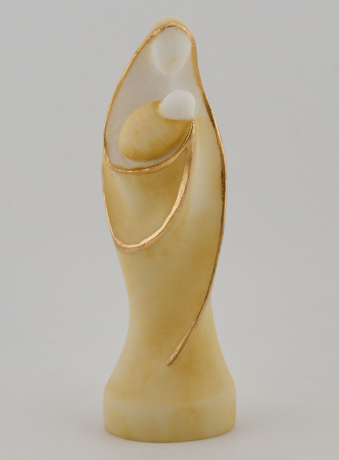 Statue Vierge à l'Enfant en Albâtre Peint - 12cm (pic 1)