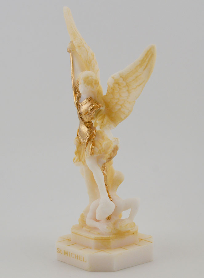 Statue Saint Michel en Albâtre Peint - 12cm (pic 2)