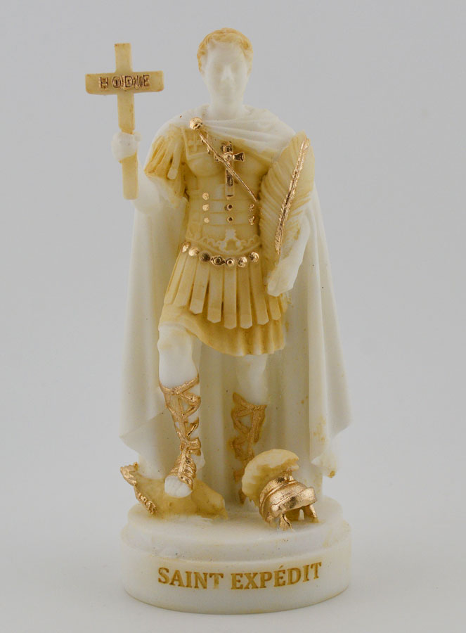 Statue Saint Expedit en Albâtre Peint - 12cm (pic 1)