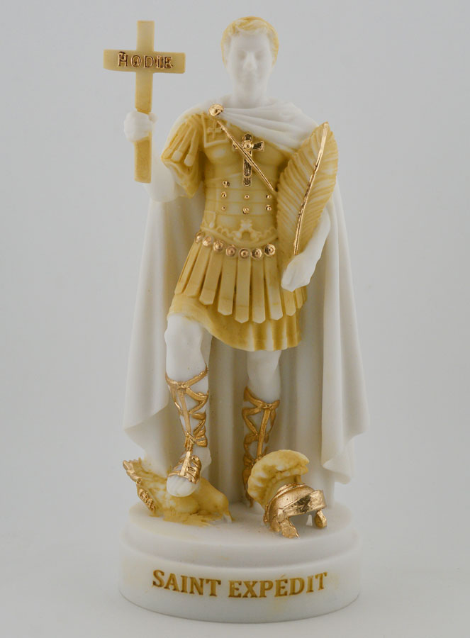 Statue Saint Expedit en Albâtre Peint - 19cm (pic 1)