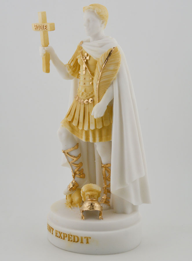 Statue Saint Expedit en Albâtre Peint - 19cm (pic 2)