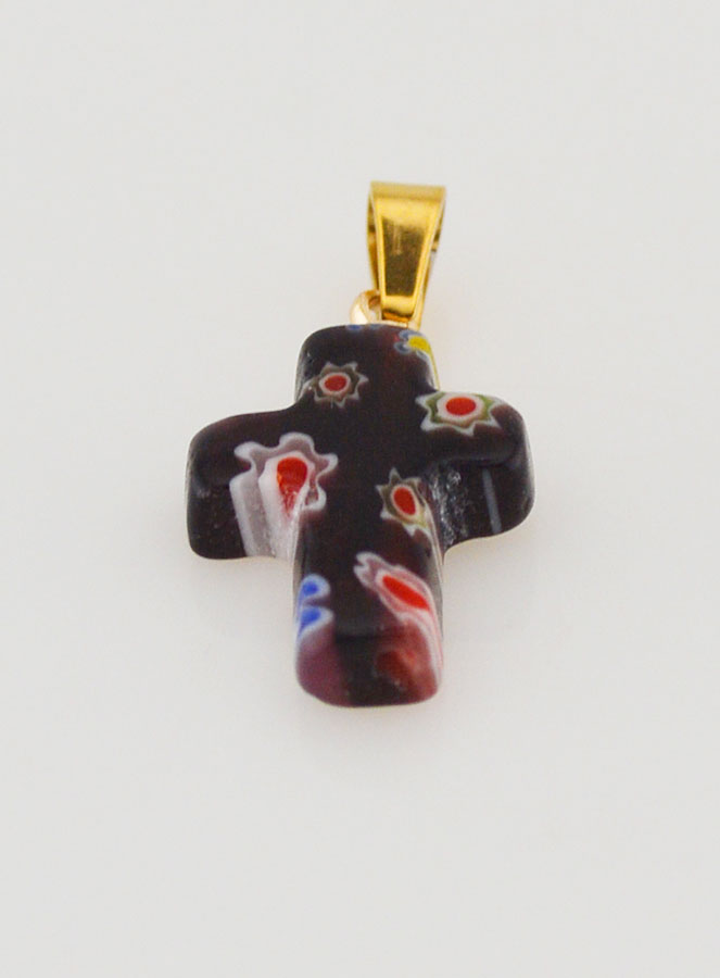 Pendentif Croix en Verre Artisanal - Noir (pic 2)