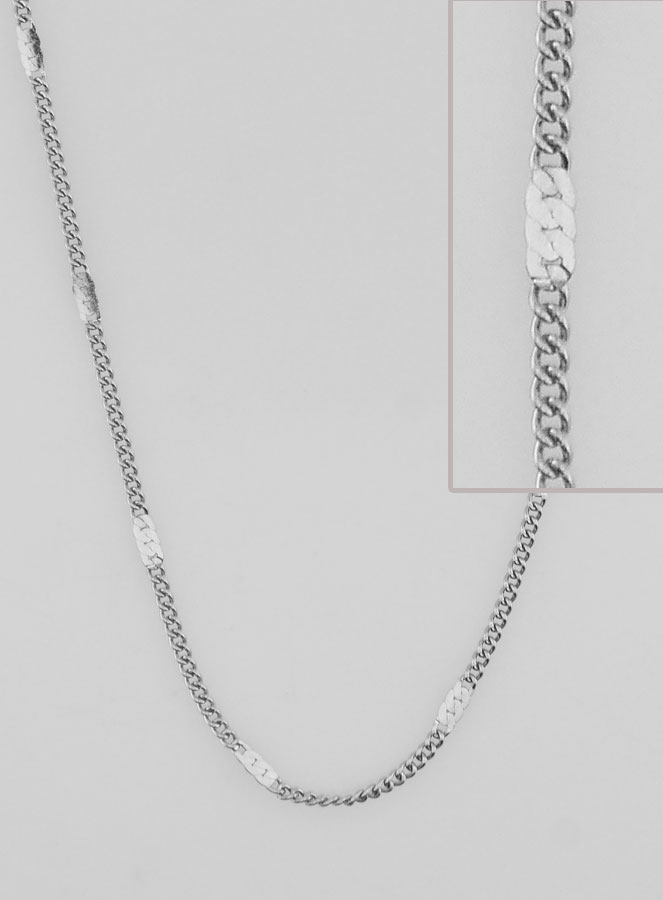 Chaîne Argentée Maille Gourmette Fantaisie - 50cm (pic 1)