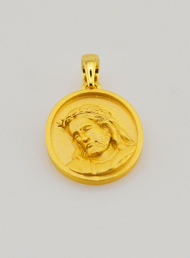 Médaille de Jésus en Argent Doré 18k - 16mm (pic 2)