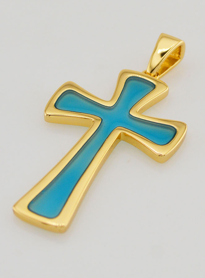 Pendentif Croix 4cm - Turquoise (pic 4)