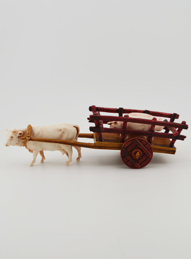 Santon Charette Boeuf et Cochons - Hauteur 6 cm (pic 1)