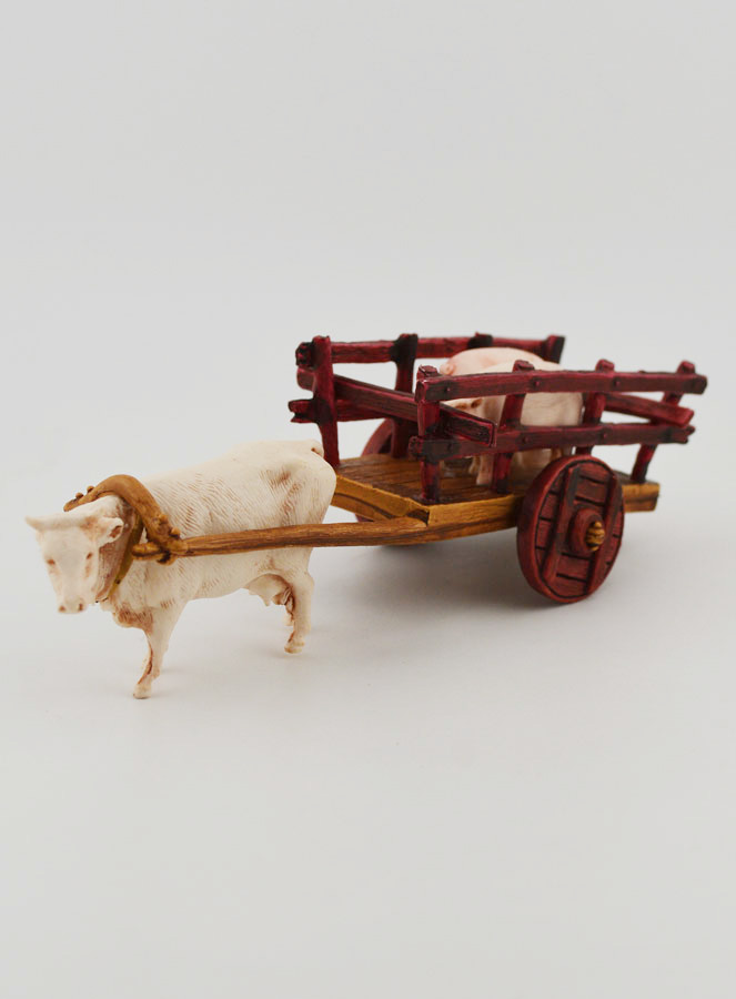 Santon Charette Boeuf et Cochons - Hauteur 6 cm (pic 2)