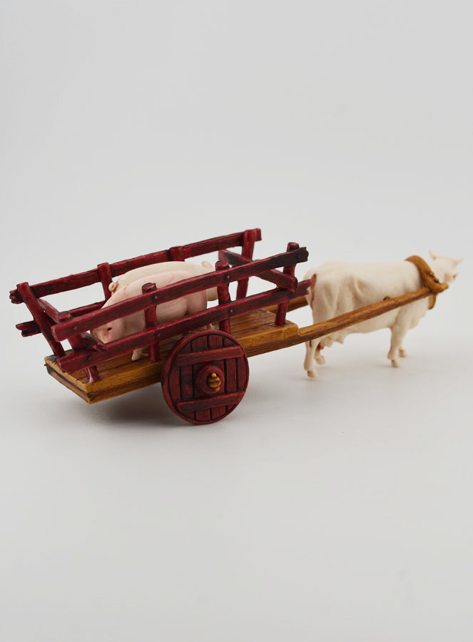 Santon Charette Boeuf et Cochons - Hauteur 6 cm (pic 4)