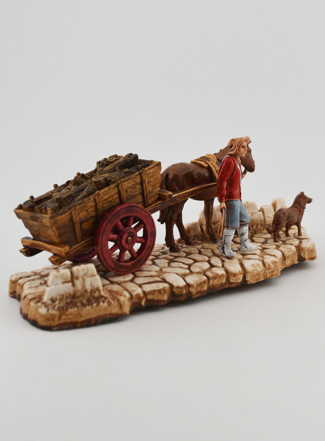 Santon Bûcheron et sa Charette - Hauteur 6 cm (pic 3)