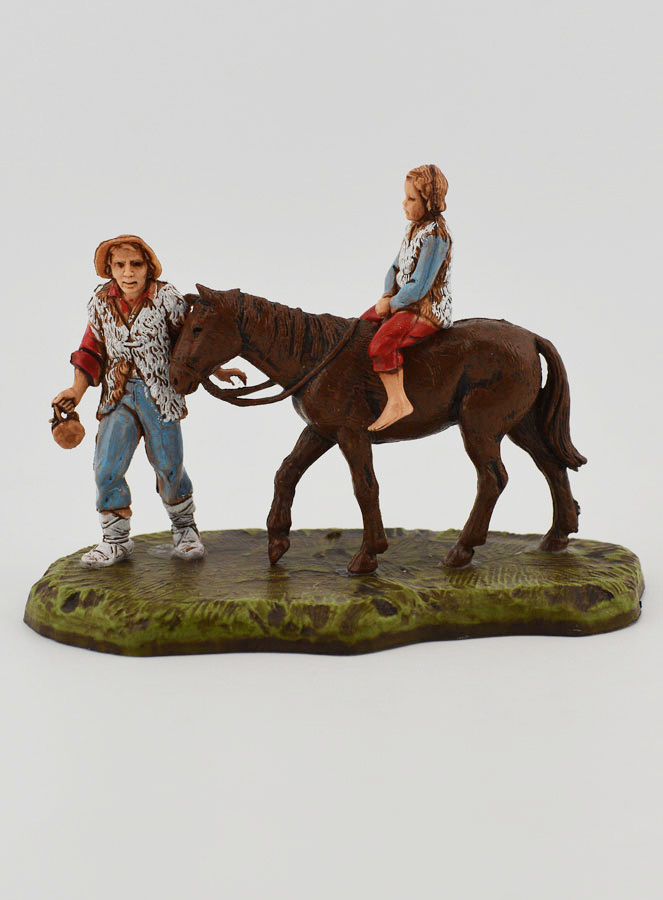 Santon Montagnard et Enfant à Cheval - Hauteur 6 cm (pic 1)