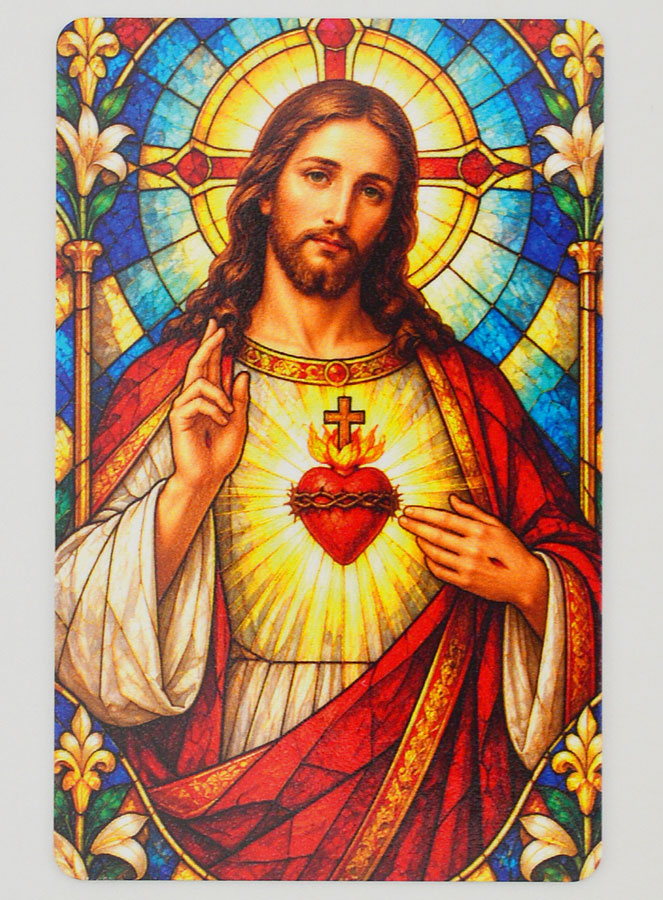 Carte de Prière Vitrail - Sacré Coeur de Jésus (pic 1)