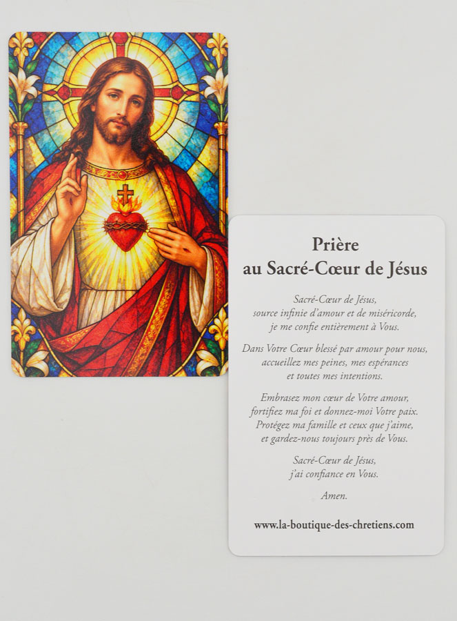 Carte de Prière Vitrail - Sacré Coeur de Jésus (pic 2)