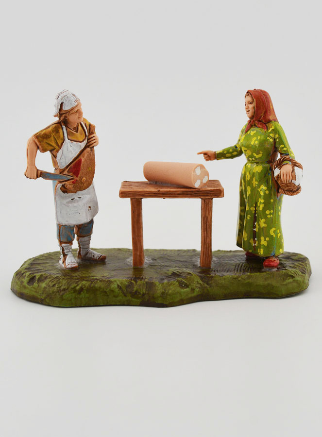 Santon Charcutier et Cliente - 6cm (pic 1)