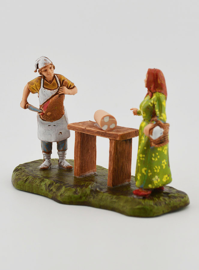 Santon Charcutier et Cliente - 6cm (pic 3)