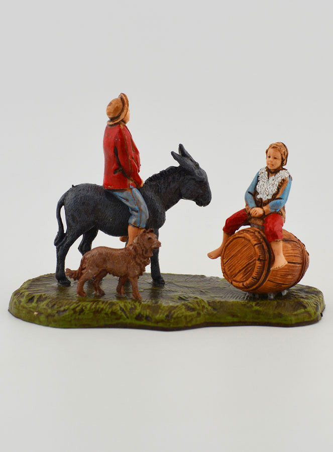 Santon Homme à dos d'âne & Enfant - 6cm (pic 1)