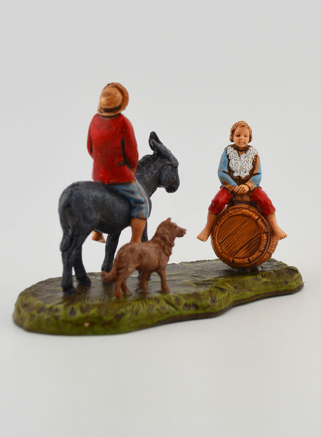 Santon Homme à dos d'âne & Enfant - 6cm (pic 3)