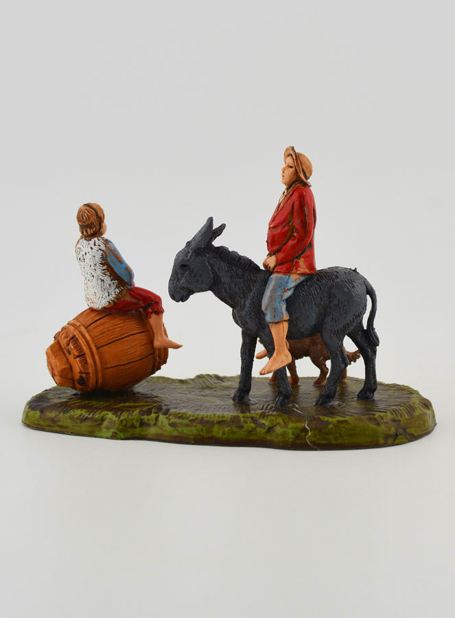Santon Homme à dos d'âne & Enfant - 6cm (pic 4)