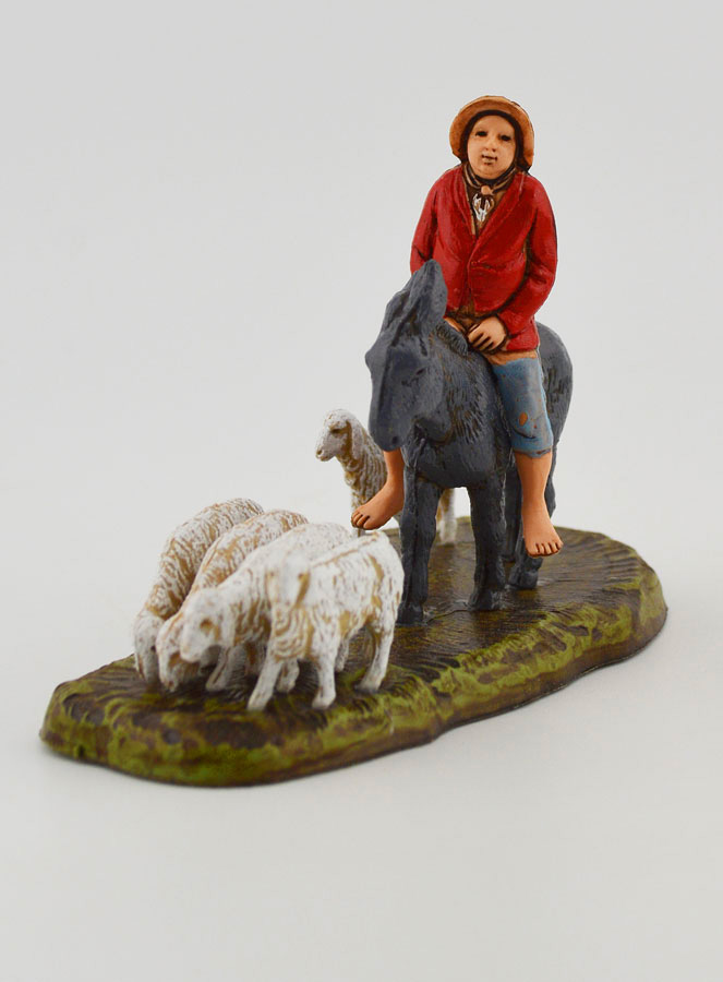 Santon Berger à dos d'âne & Moutons - 6cm (pic 3)