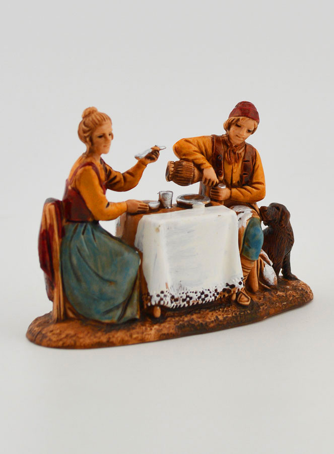 Santon Couple Attablé - 6 cm (pic 3)